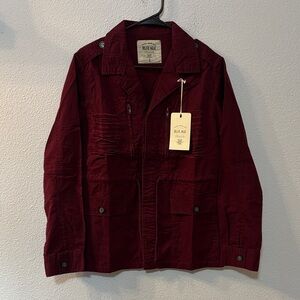 NWT Blue Age Maroon Distressed Utility Jacket